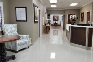 soft seating in the lobby at the Richwood Nursing & Rehab