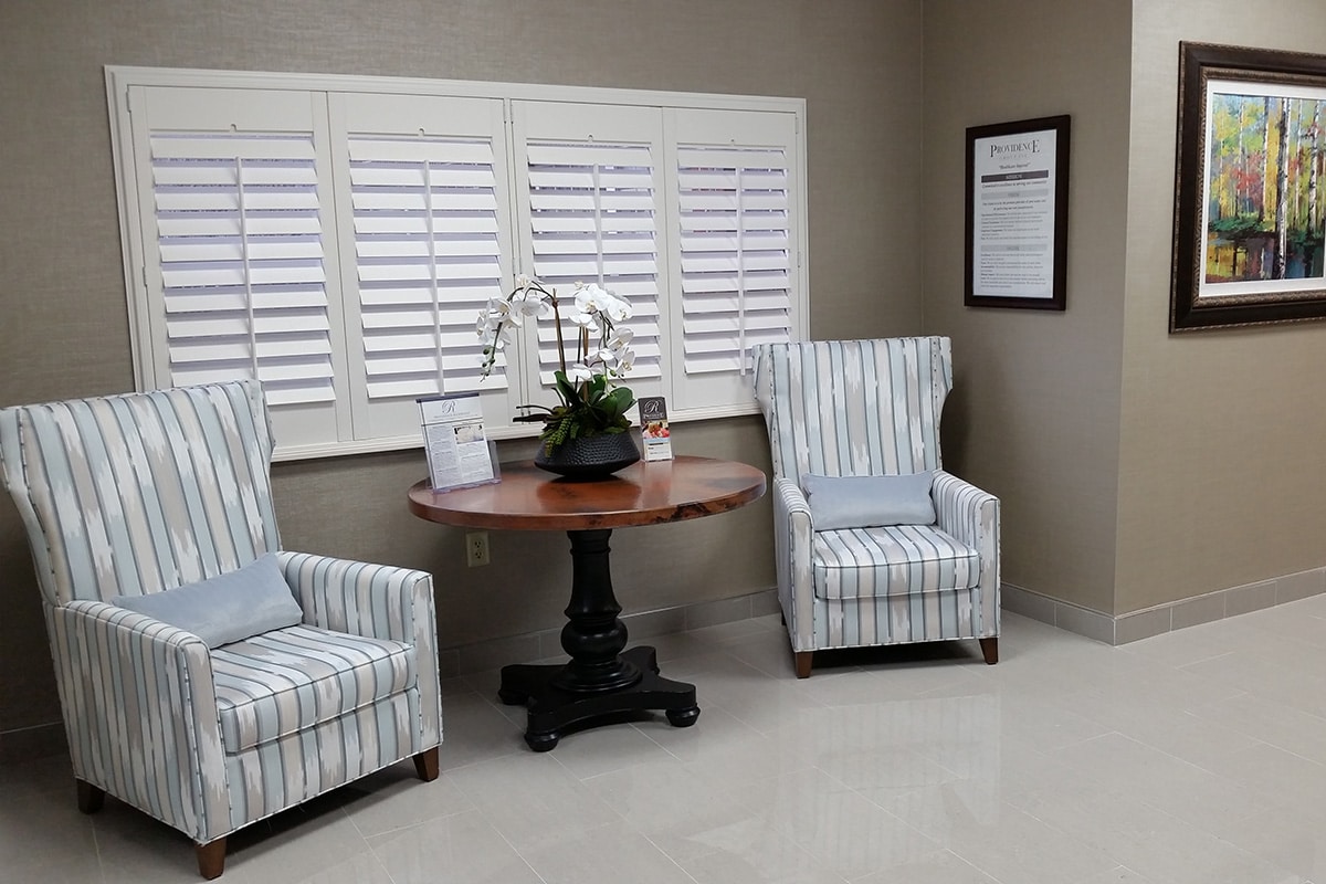 soft seating in the lobby at the Richwood Nursing & Rehab