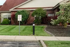 The outdoor grass and flowers at the Richwood Nursing & Rehab